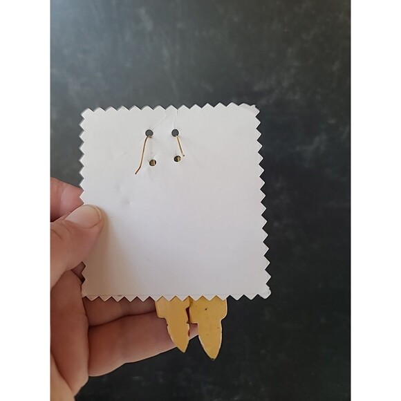 Painted Wooden Dangling Salamander Earrings Vintage Costume Jewelry NOS - Picture 8 of 10